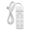 Surge Protector, 8 Ac Outlets/2 Usb Ports, 6 Ft Cord, 2,100 J, White