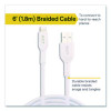 Braided Apple Lightning Cable To Usb-A Cable, 6 Ft, White
