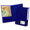 Monogram Executive Twin Pocket Folders, Accommodates (80) 11 x 8.5 Sheets, Blue/Gold, 4/Pack