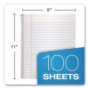 One-Subject Notebook, Medium/College Rule, Assorted Cover Colors, (100) 11 x 9 Sheets, 6/Pack