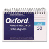 Spiral Index Cards, Ruled, 4 X 6, White, 50/Pack