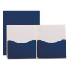 Double Stuff Glossy Laminated Paper Twin-Pocket Folder, Accommodates (200) 11 x 8.5 Sheets, Navy, 20/Box