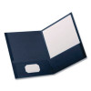 Twin-Pocket Folder, Embossed Leather Grain Paper, 0.5" Capacity, 11 X 8.5, Blue, 25/Box