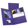 Twin-Pocket Folder, Embossed Leather Grain Paper, 0.5" Capacity, 11 X 8.5, Purple, 25/Box