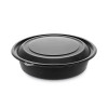 Earthchoice Mealmaster Container With Lid, 32 Oz, 8" Diameter x 2.12" h, Black/Clear, Plastic, 250/Carton