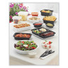 Newspring Versatainer Microwavable Containers, Round, 3 Compartments, 39 Oz, 9 x 9 x 2.25, Black/Clear, Plastic, 150/Carton