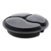Newspring Versatainer Microwavable Containers, Round, 3 Compartment, 39 Oz, 9.5 x 9.5 x 2.3, Black/Clear, Plastic, 150/Carton