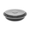 Earthchoice Versa2Go Microwaveable Container, 46 Oz, 9 x 9 x 1.7, Black/Clear, Plastic, 150/Carton