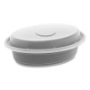 Newspring Versatainer Microwavable Containers, Oval, 8 Oz, 5.7 x 4 x 1.45, Black/Clear, Plastic, 150/Carton