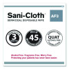 Sani-Cloth Af3 Germicidal Disposable Wipes, Large, 1-Ply, 8" x 5", Unscented, White, 50/Pack, 10 Packs/Carton