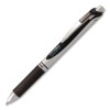 Energel Rtx Gel Pen, Retractable, Medium 0.7 Mm, Black Ink, Black/Silver Barrel, Dozen