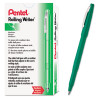 Rolling Writer Rollerball Pen, Stick, Medium 0.8 Mm, Green Ink, Green Barrel, Dozen