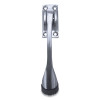 Hinged Kick-Down Door Stop With Rectangular Four-Point Mounting Plate, 0.75" Wide Door Mount, 4.25 Long Stopper, Satin Chrome