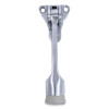 Hinged Kick-Down Door Stop With Triangular Three-Point Mounting Plate, 1" Wide Door Mount, 4.18 Long Stopper, Satin Chrome