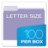 Colored File Folders, 1/3-Cut Tabs: Assorted, Letter Size, Lavender/Light Lavender, 100/Box