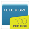 Colored File Folders, Straight Tabs, Letter Size, Blue/Light Blue, 100/Box