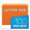 Colored File Folders, Straight Tabs, Letter Size, Orange/Light Orange, 100/Box