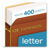 Smart Shield File Pocket, 5.25" Expansion, Letter Size, Red Fiber, 10/Box
