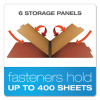 Six-Section Pressboard Classification Folders, Expands 2", 2 Dividers, 6 Embedded Fasteners, Legal Size, Red, 10/Box