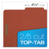 Six-Section Pressboard Classification Folders, Expands 2", 2 Dividers, 6 Embedded Fasteners, Legal Size, Red, 10/Box