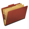 Six-Section Pressboard Classification Folders, Expands 2", 2 Dividers, 6 Embedded Fasteners, Legal Size, Red, 10/Box