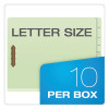 End Tab Classification Folders, Straight Tab, Expands 2.5", 2 Dividers, 6 Fasteners, Letter Size, Pale Green, 10/Box