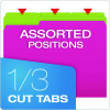 Glow Twisted 3-Tab File Folder, 1/3-Cut Tabs: Assorted, Letter Size, 0.25" Expansion, Assorted Colors, 12/Pack