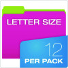 Glow Twisted 3-Tab File Folder, 1/3-Cut Tabs: Assorted, Letter Size, 0.25" Expansion, Assorted Colors, 12/Pack