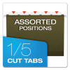 Extra Capacity Reinforced Hanging File Folders With Box Bottom, 1" Capacity, Letter Size, 1/5-Cut Tabs, Green, 25/Box