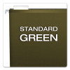 Extra Capacity Reinforced Hanging File Folders With Box Bottom, 3" Capacity, Letter Size, 1/5-Cut Tabs, Green, 25/Box
