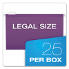 Colored Reinforced Hanging Folders, Legal Size, 1/5-Cut Tabs, Violet, 25/Box
