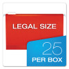 Extra Capacity Reinforced Hanging File Folders With Box Bottom, 2" Capacity, Legal Size, 1/5-Cut Tabs, Red, 25/Box
