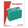 Interior File Folders, 1/3-Cut Tabs: Assorted, Letter Size, Aqua, 100/Box