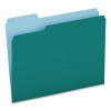 Interior File Folders, 1/3-Cut Tabs: Assorted, Letter Size, Aqua, 100/Box