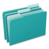 Interior File Folders, 1/3-Cut Tabs: Assorted, Letter Size, Aqua, 100/Box