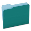 Interior File Folders, 1/3-Cut Tabs: Assorted, Letter Size, Teal, 100/Box