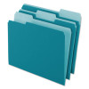 Interior File Folders, 1/3-Cut Tabs: Assorted, Letter Size, Teal, 100/Box