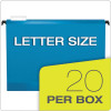 Extra-Capacity Surehook Hanging Folders, 2" Capacity, Letter Size, 1/5-Cut Tabs, Assorted Colors, 20/Box