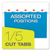 Colored Hanging Folders, Legal Size, 1/5-Cut Tabs, Assorted Colors, 25/Box