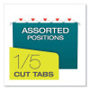 Recycled Hanging File Folders, Letter Size, 1/5-Cut Tabs, Assorted Colors, 25/Box
