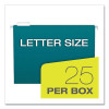 Recycled Hanging File Folders, Letter Size, 1/5-Cut Tabs, Assorted Colors, 25/Box