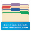 Color Tab File Folders, 1/3-Cut Tabs: Assorted, Letter Size, 0.75" Expansion, Manila, 50/Box