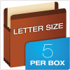 Premium Reinforced Expanding File Pockets, 5.25" Expansion, Legal Size, Red Fiber, 5/Box