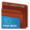 Heavy-Duty End Tab File Pockets, 5.25" Expansion, Legal Size, Red Fiber, 10/Box