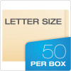 Manila End Tab Expanding Fastener Folders, 2-Ply Straight Tab, Expands 0.75", 2 Fasteners, Letter Size, Manila, 50/Box