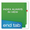 Colored End Tab Folders With Reinforced Double-Ply Straight Cut Tabs, Letter Size, 0.75" Expansion, Green, 100/Box