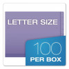 Colored End Tab Folders With Reinforced Double-Ply Straight Cut Tabs, Letter Size, 0.75" Expansion, Purple, 100/Box
