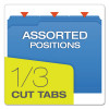 Double-Ply Reinforced Top Tab Colored File Folders, 1/3-Cut Tabs: Assorted, Letter Size, 0.75" Expansion, Blue, 100/Box