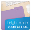 Double-Ply Reinforced Top Tab Colored File Folders, 1/3-Cut Tabs: Assorted, Letter Size, 0.75" Expansion, Lavender, 100/Box
