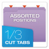 Double-Ply Reinforced Top Tab Colored File Folders, 1/3-Cut Tabs: Assorted, Letter Size, 0.75" Expansion, Lavender, 100/Box